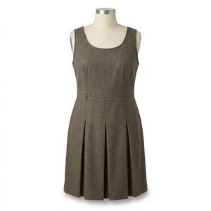 LOFT Dress 18 Brown Wool Blend Midi Sleeveless Dark Acad Career Classic Lined